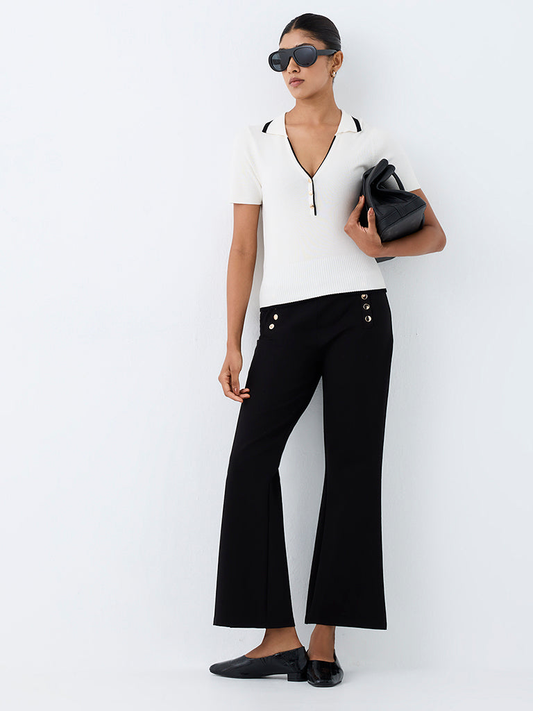 Wardrobe White Ribbed-Textured Top