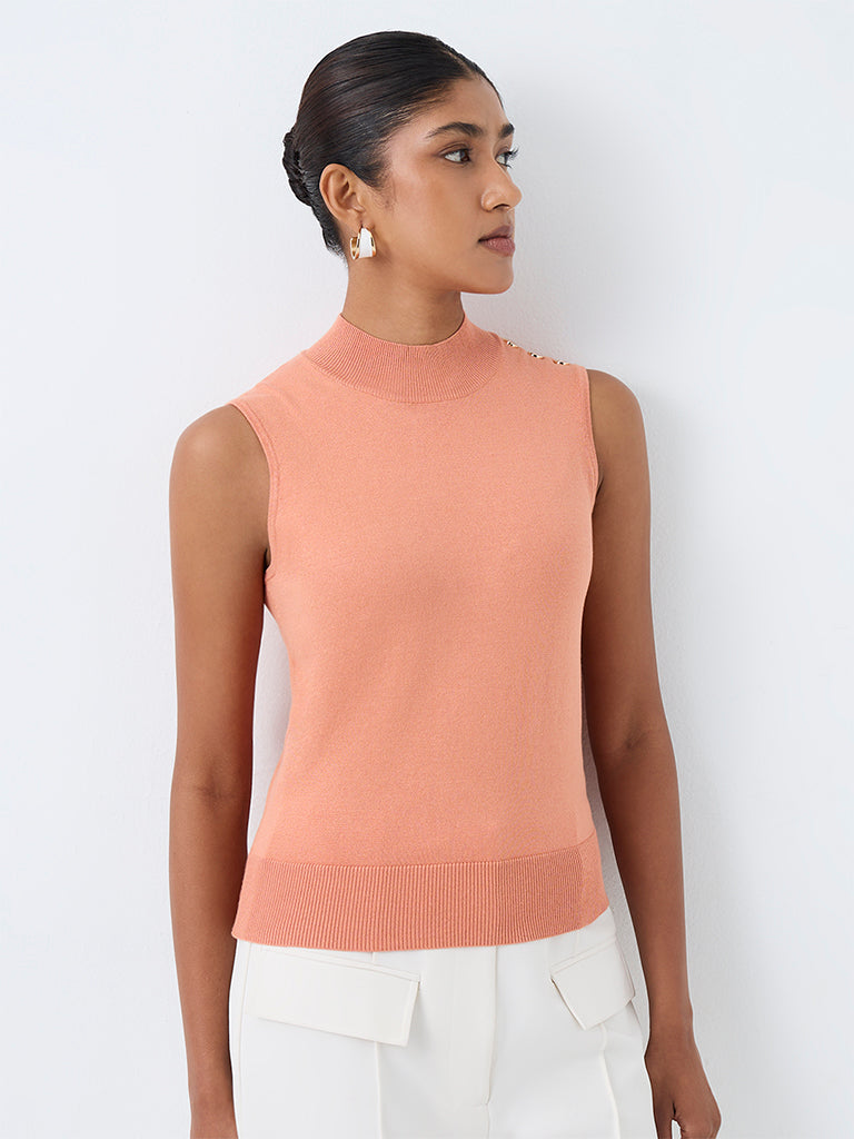Wardrobe Peach Knit-Textured Top