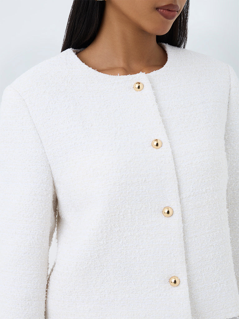 Wardrobe Ivory Textured Tweed Jacket