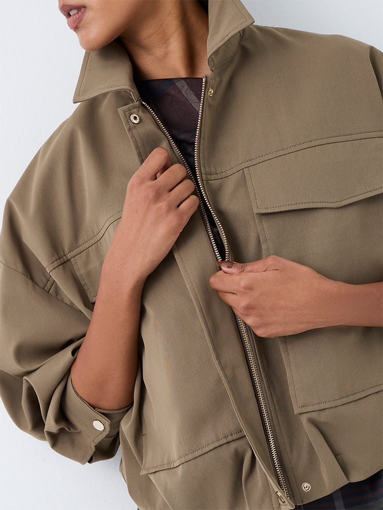 Wardrobe Khaki Envelope-Pocket Jacket