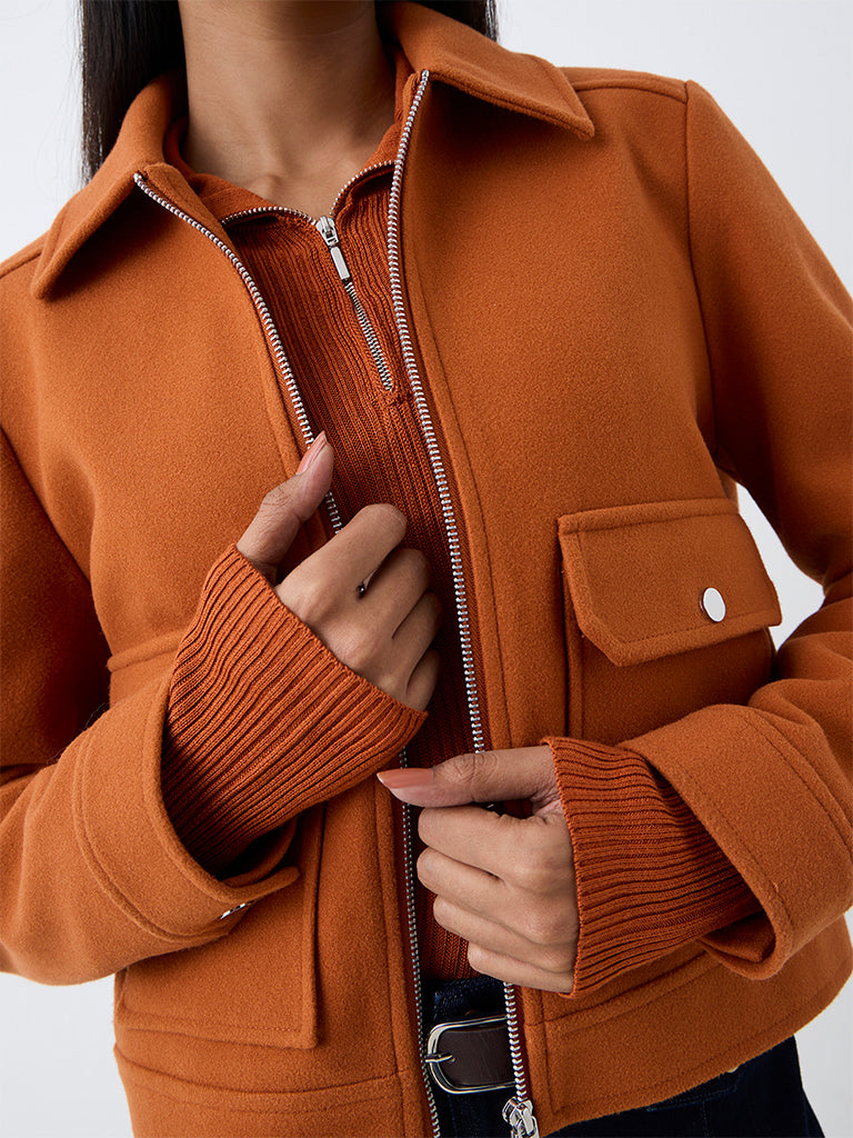 Wardrobe Orange Suede Jacket