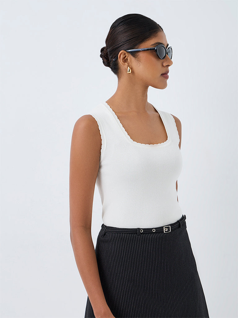 Wardrobe Ivory Ribbed-Textured Top