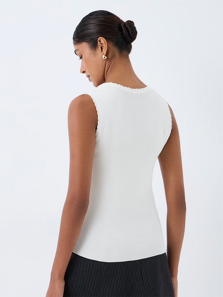 Wardrobe Ivory Ribbed-Textured Top