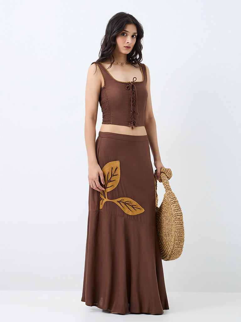 Bombay Paisley Brown Tie-Up Design Top