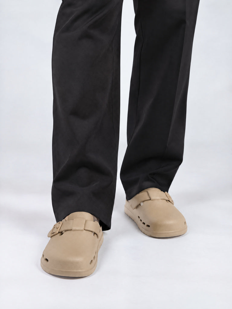 SOLEPLAY Taupe Perforated Clogs