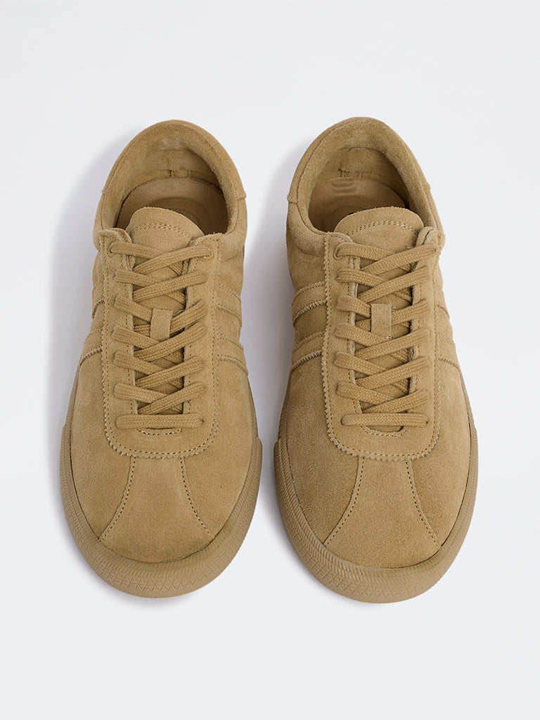 SOLEPLAY Taupe Lace-Up Suede Sneakers