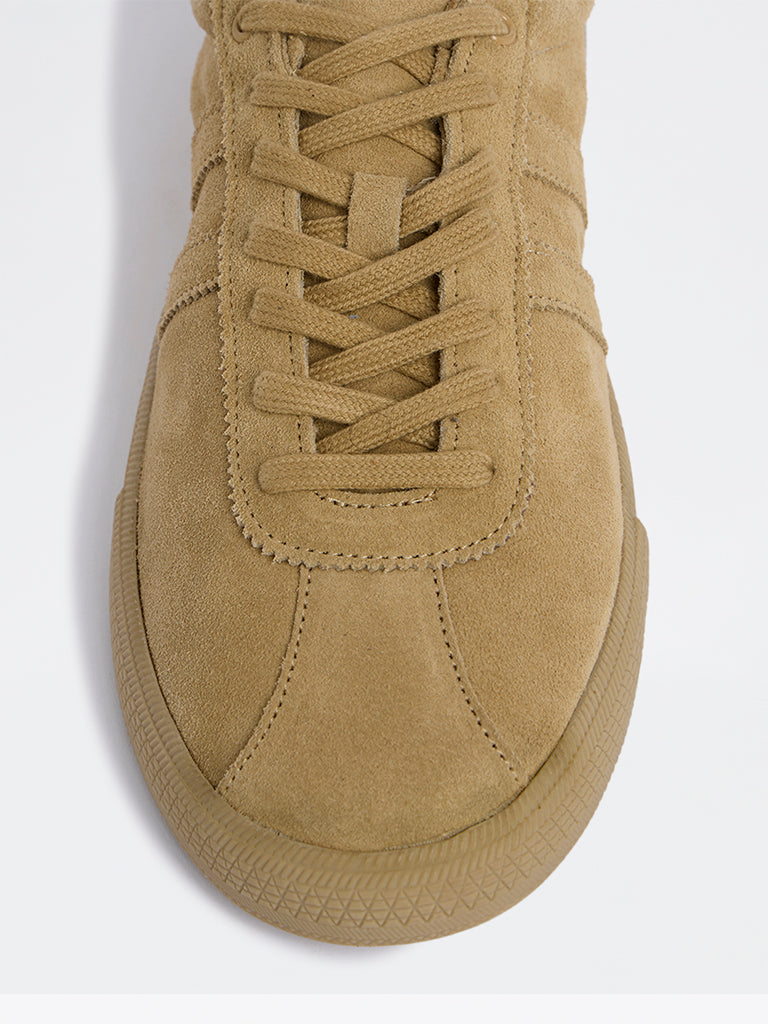 SOLEPLAY Taupe Lace-Up Suede Sneakers