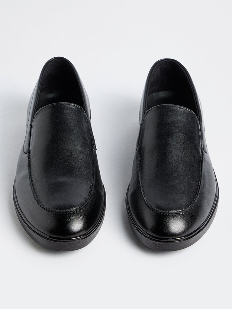 SOLEPLAY Black Solid Leather Loafers