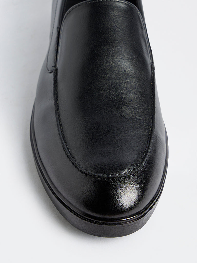 SOLEPLAY Black Solid Leather Loafers