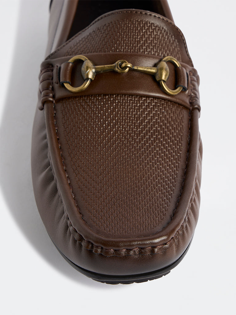 SOLEPLAY Brown Chevron Textured Loafers