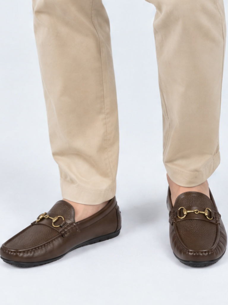 SOLEPLAY Brown Chevron Textured Loafers