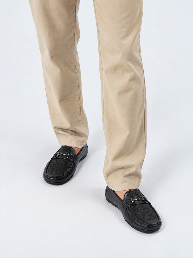 SOLEPLAY Black Chevron Textured Loafers