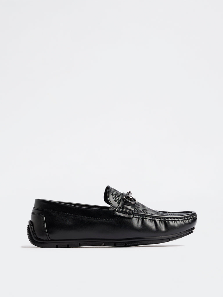 SOLEPLAY Black Chevron Textured Loafers