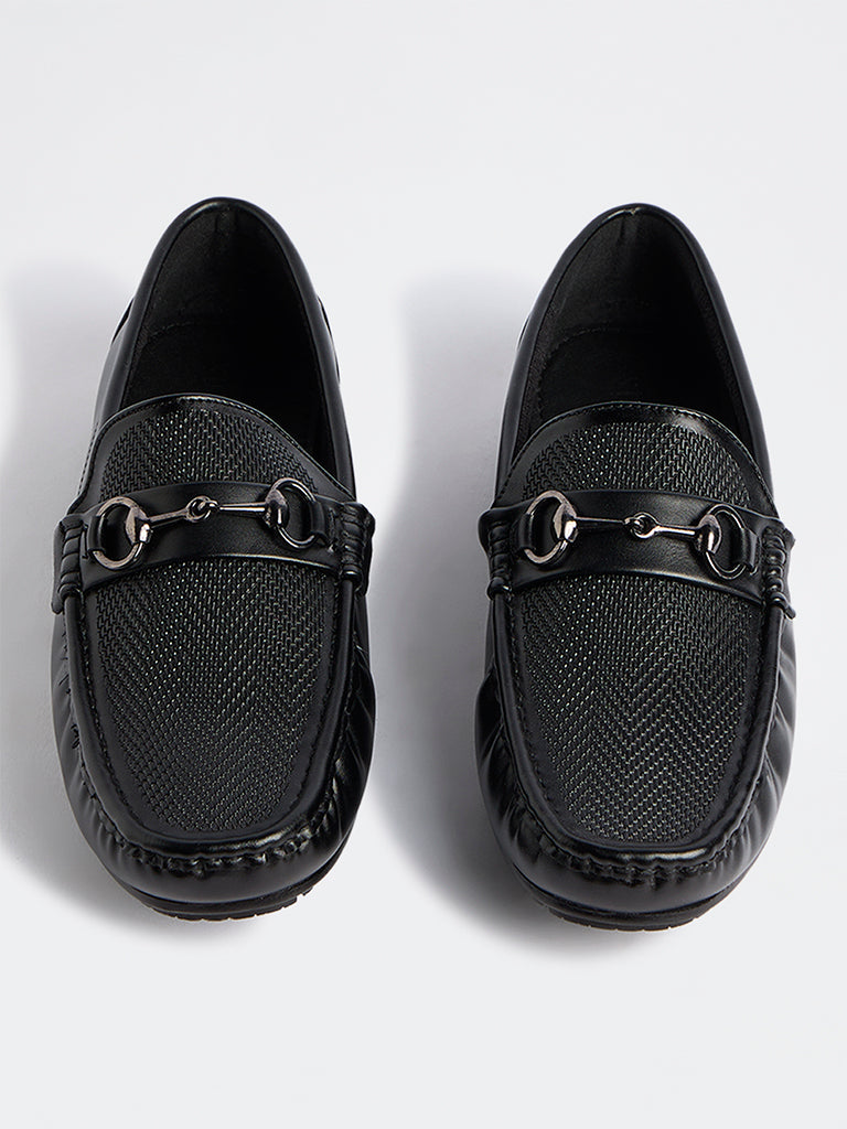 SOLEPLAY Black Chevron Textured Loafers