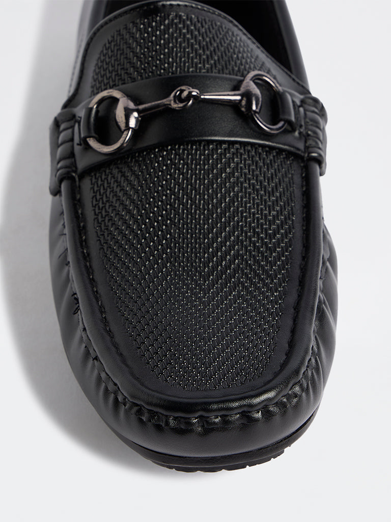 SOLEPLAY Black Chevron Textured Loafers