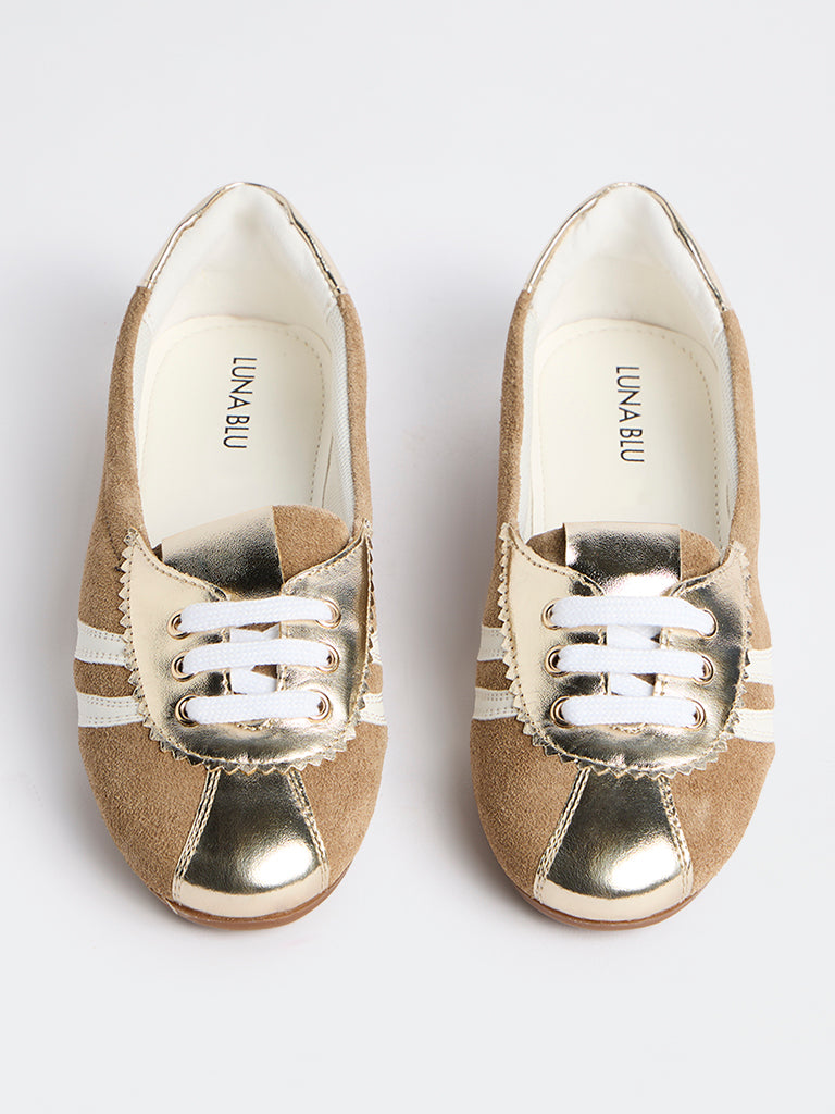 LUNA BLU Brown Sneaker-Style Suede Ballerinas