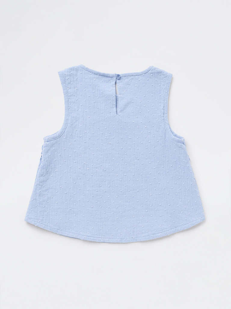 HOP Kids Girls Blue Floral-Design Cotton Top