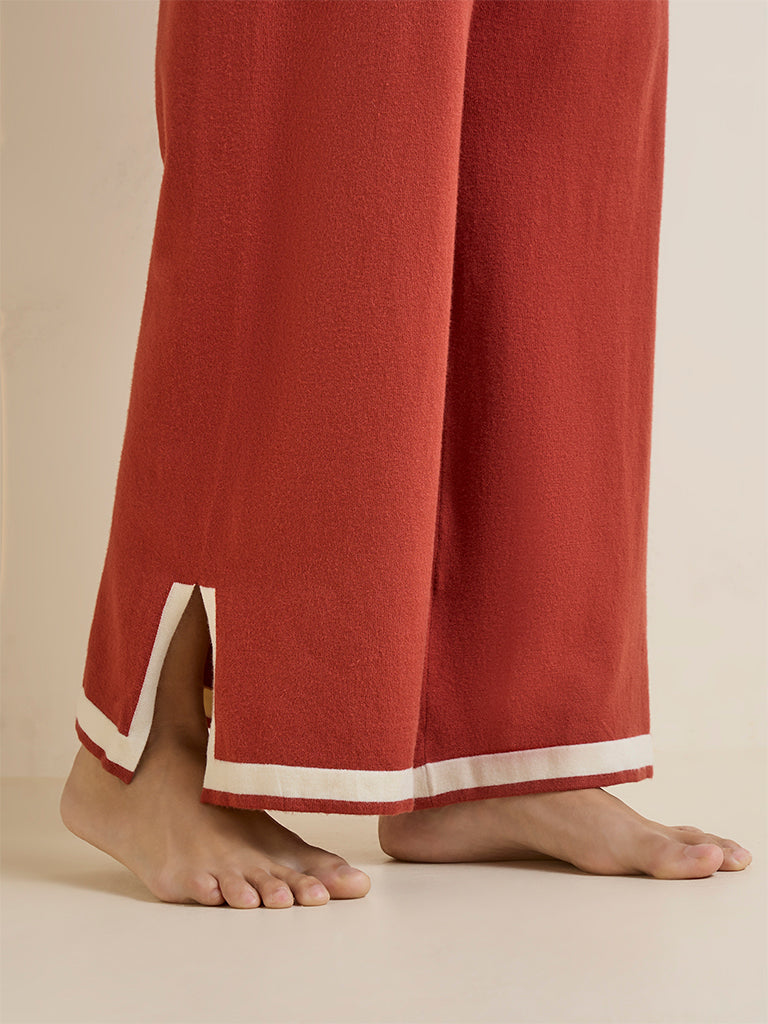 Wunderlove Orange Contrast Detailed High-Rise Pants