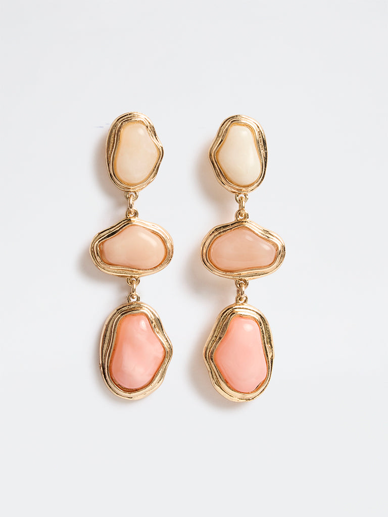 Westside Accessories Pink Stone Statement Dangler Earrings
