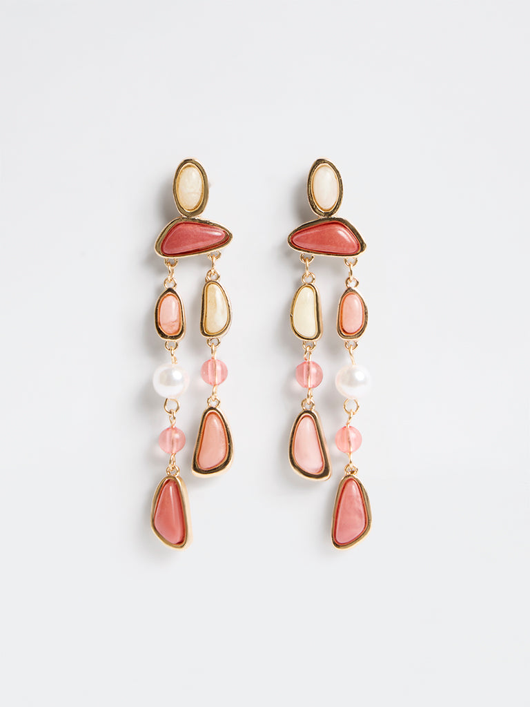 Westside Accessories Pink Stone Dangler Earrings