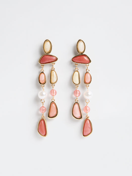 Westside Accessories Pink Stone Dangler Earrings