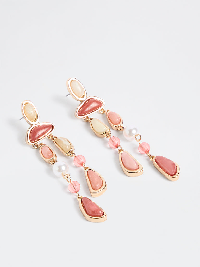 Westside Accessories Pink Stone Dangler Earrings