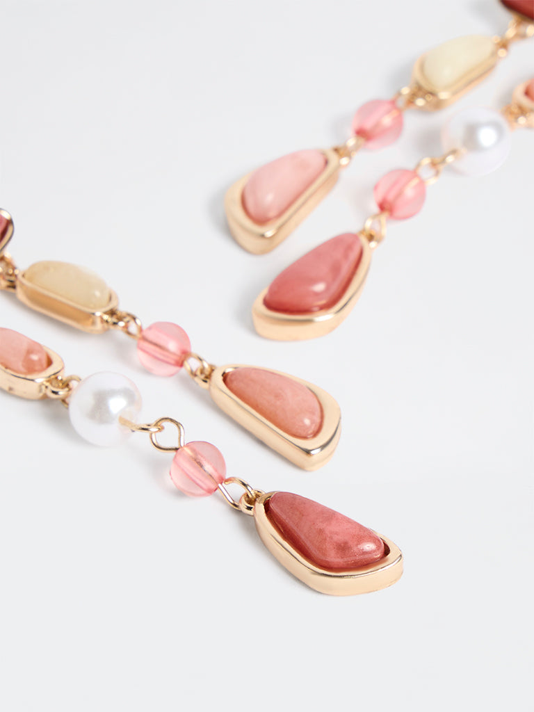 Westside Accessories Pink Stone Dangler Earrings