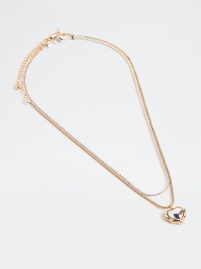 Westside Accessories Gold and Silver Heart Pendant Chain Necklaces - Pack of 2