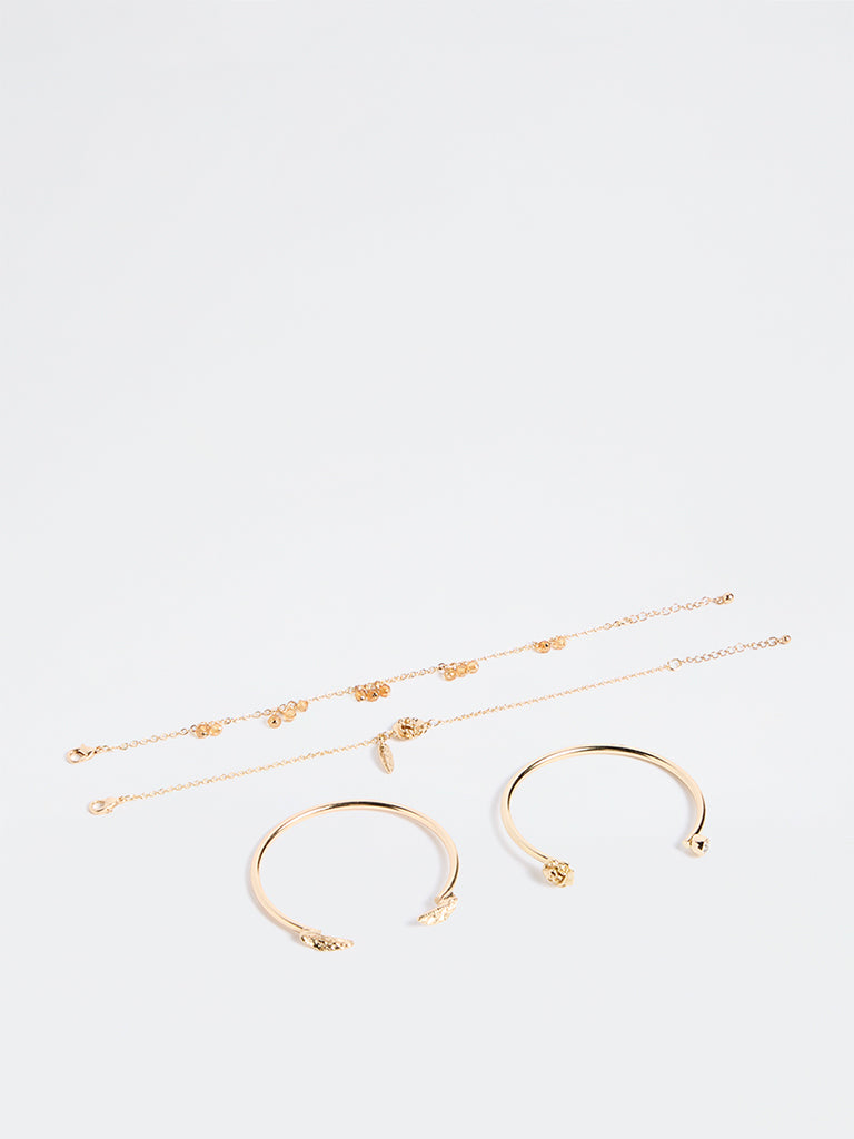 Westside Accessories Gold Cuffs and Chain Bracelets - Pack of 4
