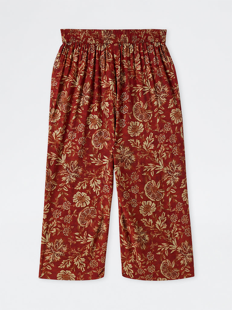 Diza Rust Floral Pattern Pants