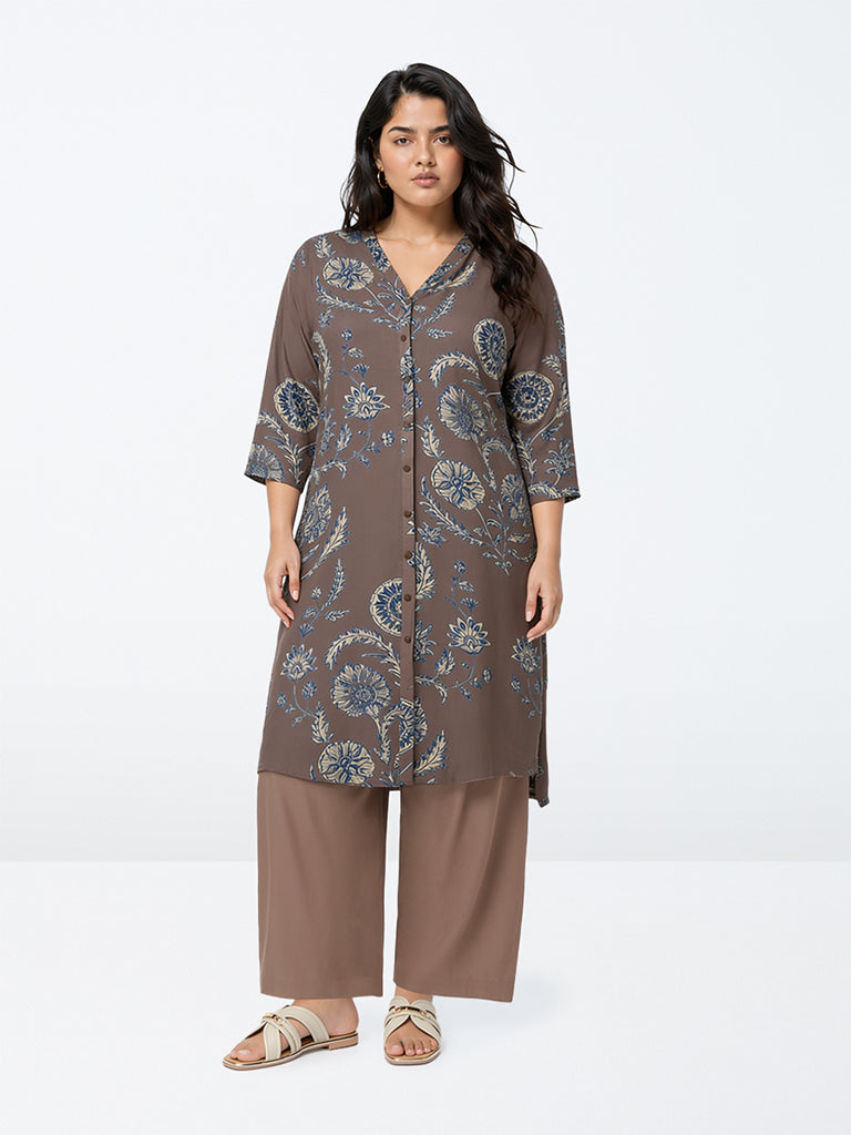 Diza Brown Solid Pants