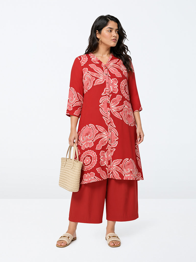 Diza Red Solid Pants