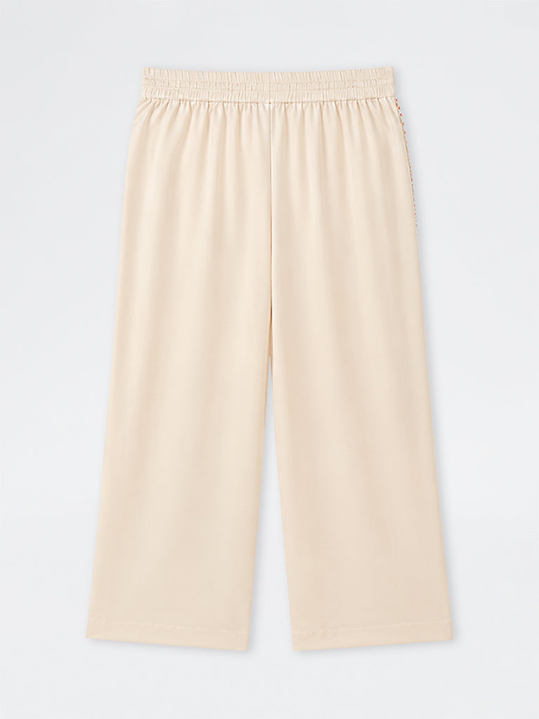 Diza Ivory Embroidered Pants