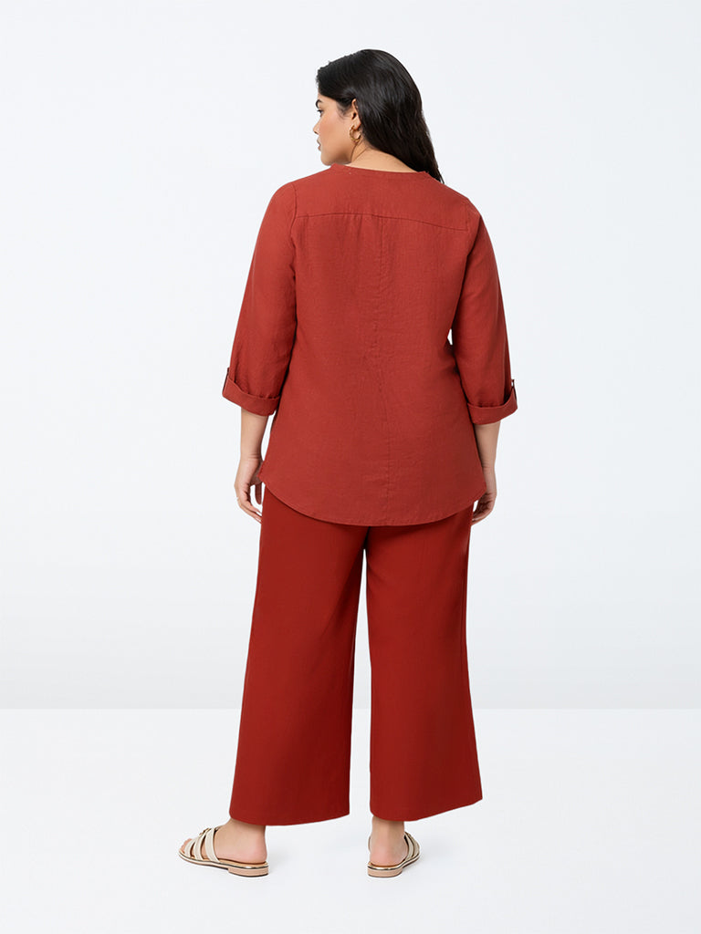 Diza Maroon Solid Pants
