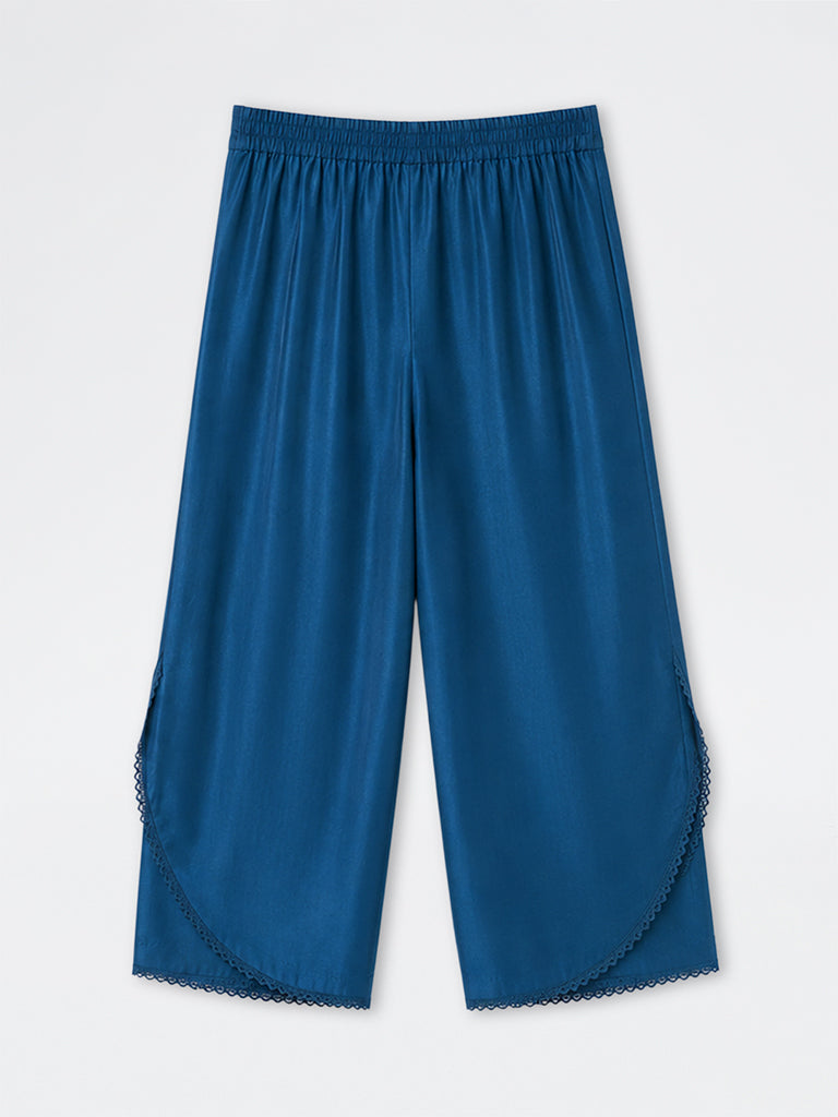 Diza Dark Blue Solid Pants