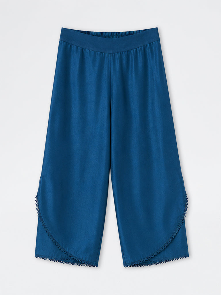 Diza Dark Blue Solid Pants