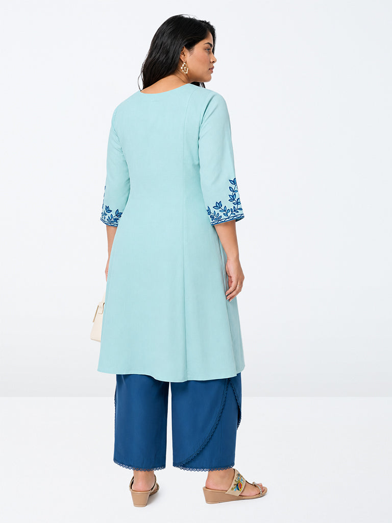 Diza Dark Blue Solid Pants