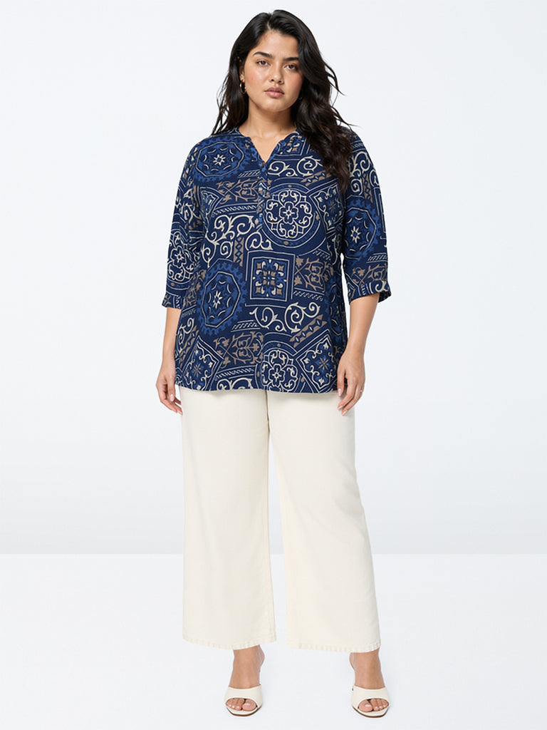Diza Indigo Printed Tunic