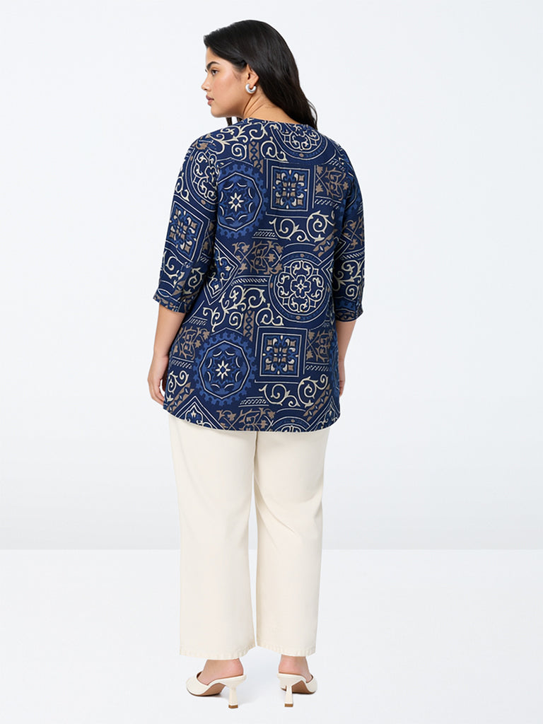 Diza Indigo Printed Tunic