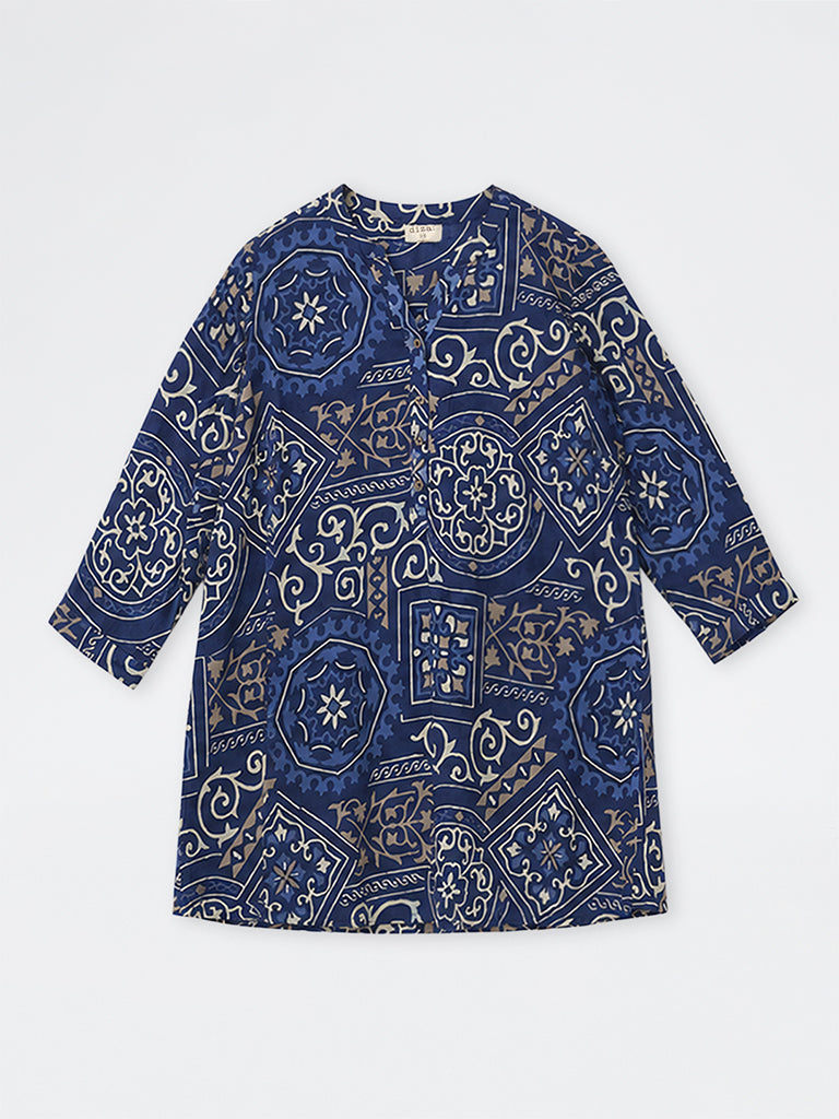 Diza Indigo Printed Tunic