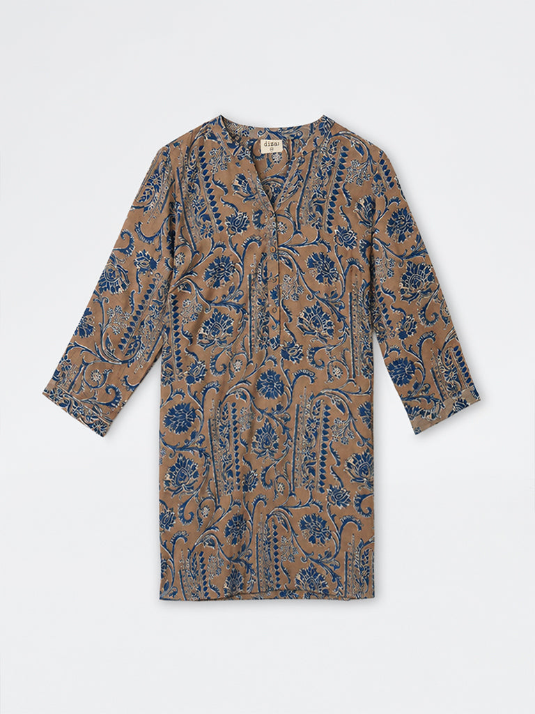 Diza Brown Foliage Pattern Tunic