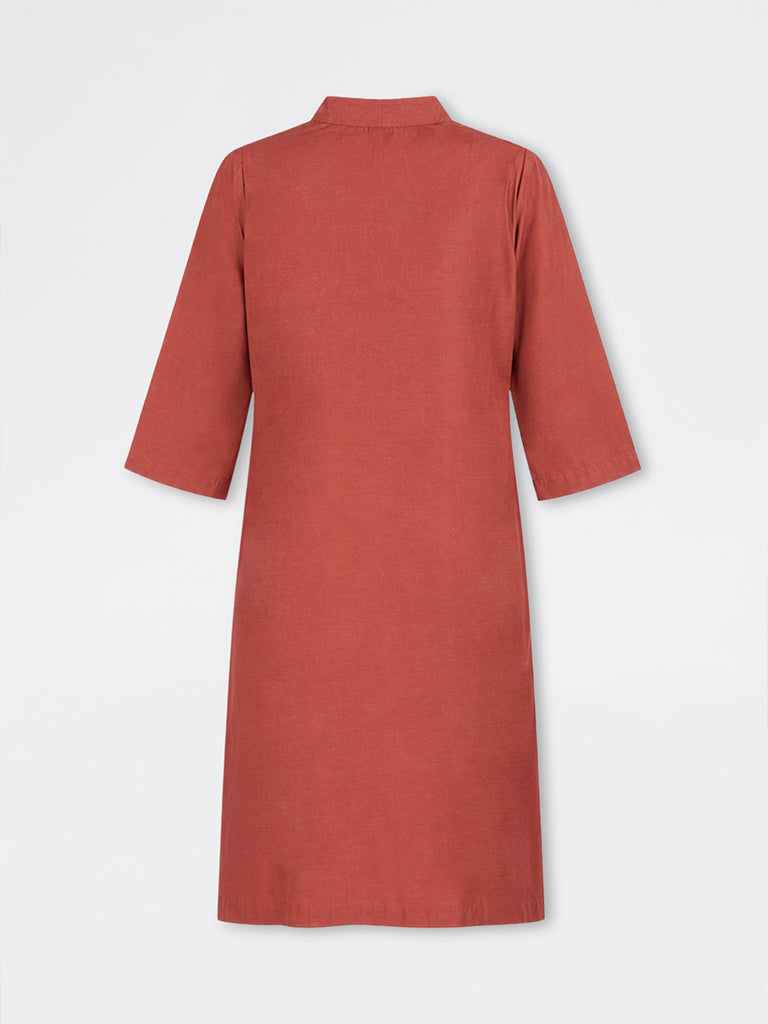 Diza Rust Floral Butta Embroidered A-Line Kurta