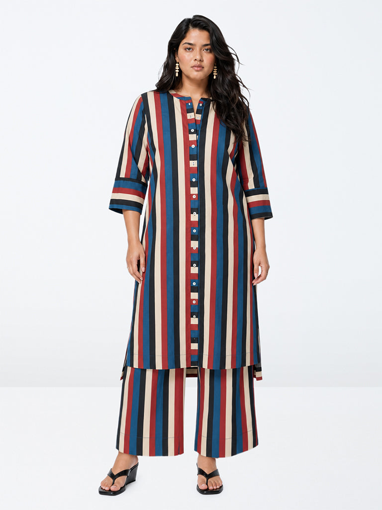 Diza Multicolour Striped A-Line Kurta