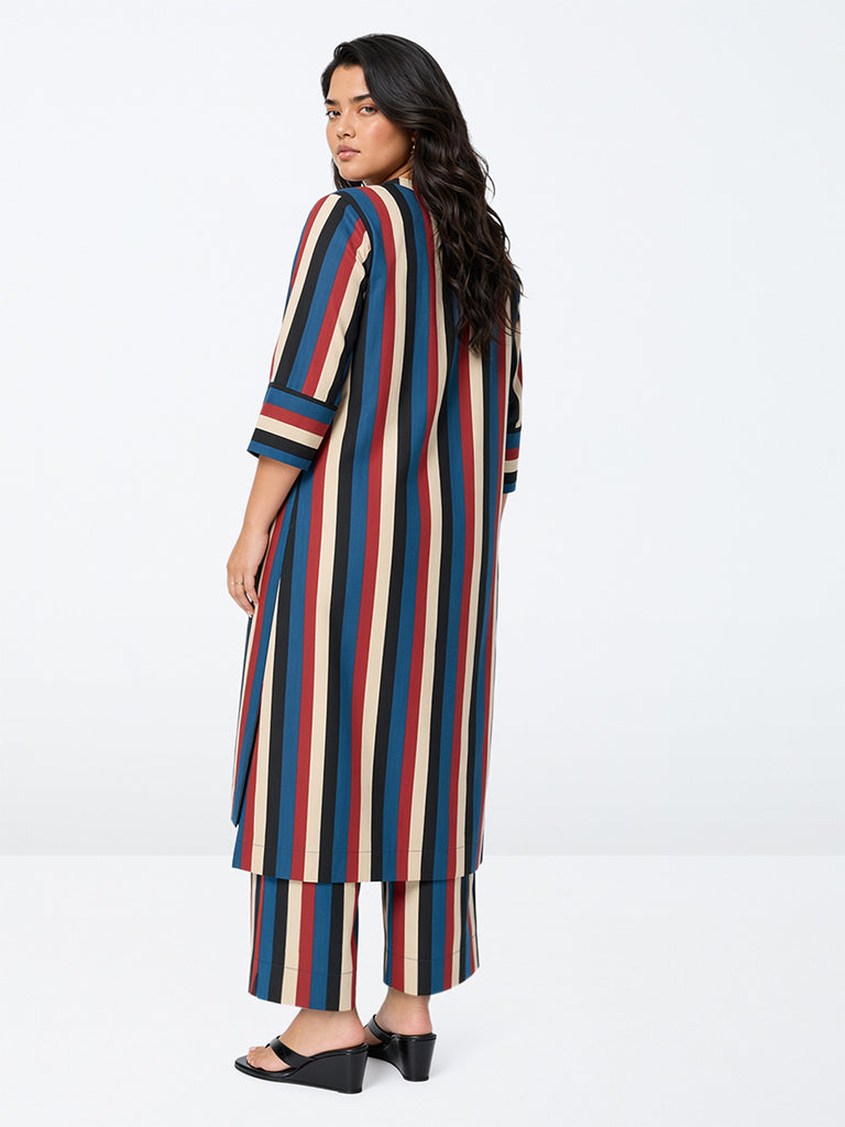 Diza Multicolour Striped A-Line Kurta