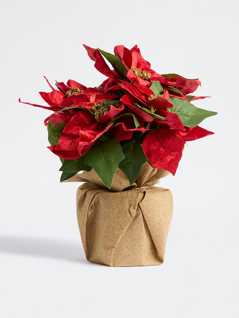 Westside Home Red Xmas Poinsettia Artificial Plant