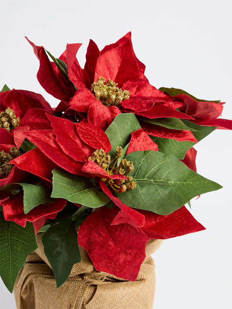 Westside Home Red Xmas Poinsettia Artificial Plant