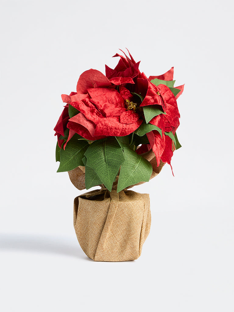 Westside Home Red Xmas Poinsettia Artificial Plant