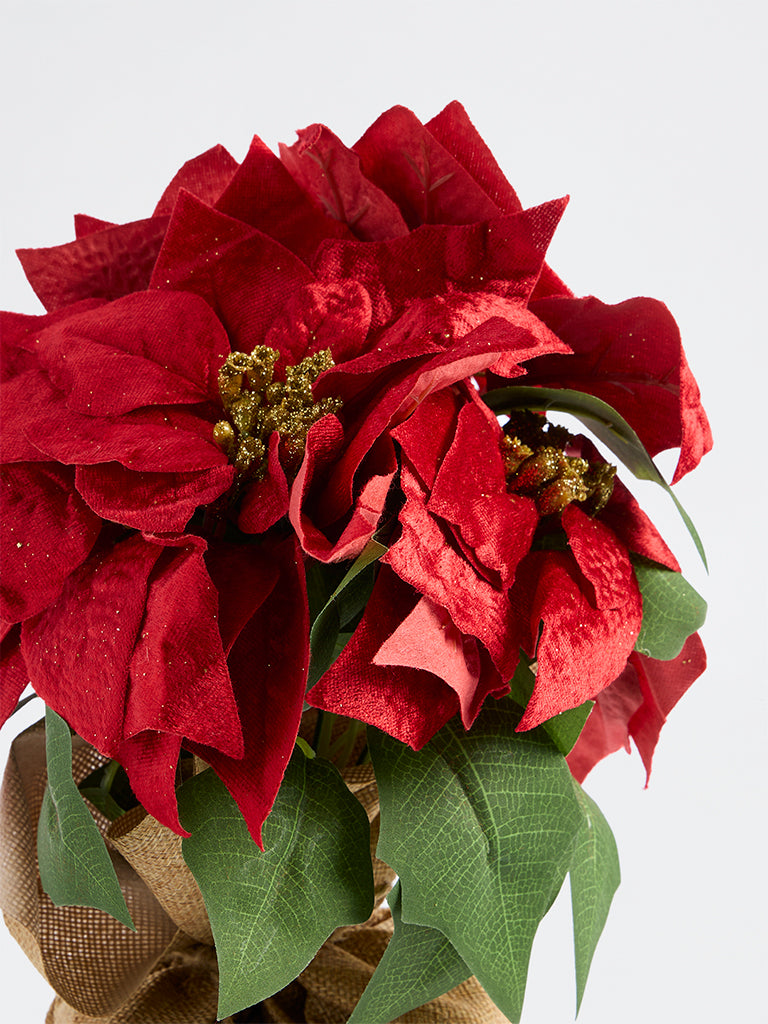 Westside Home Red Xmas Poinsettia Artificial Plant