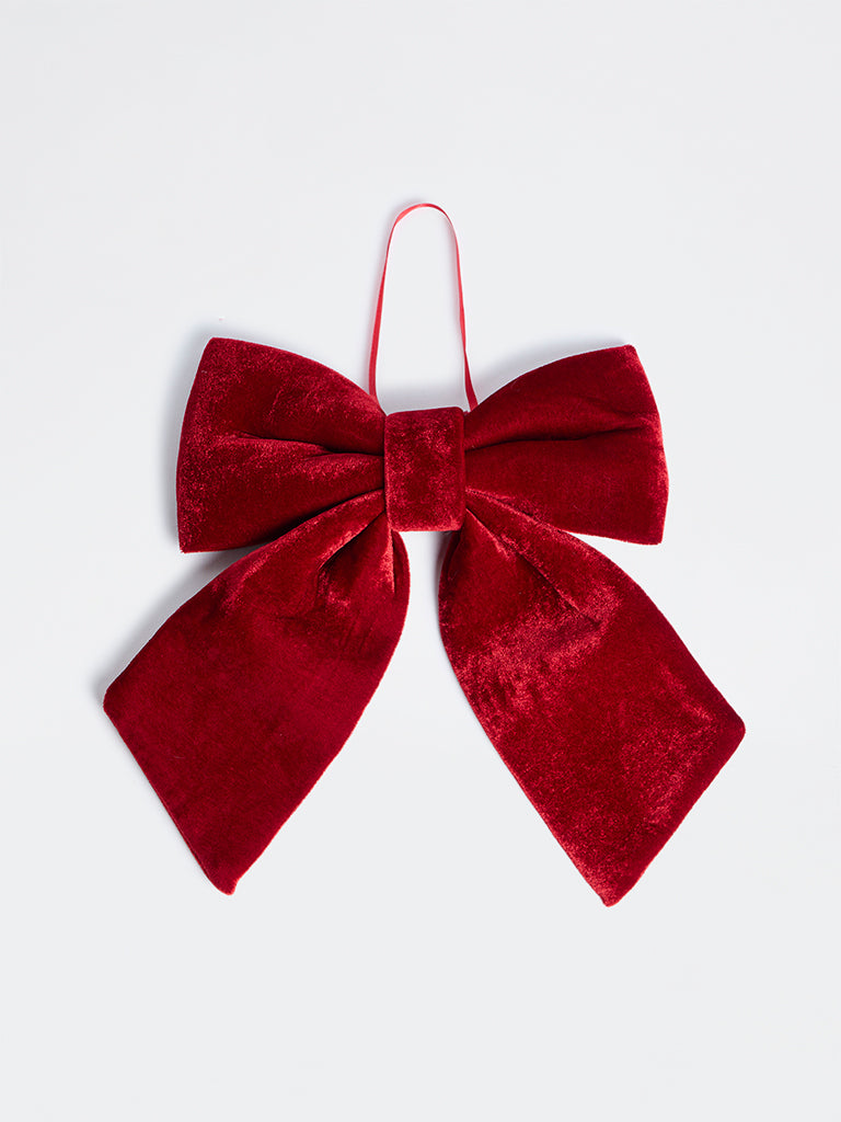 Westside Home Red Velvet Bow Xmas Ornament