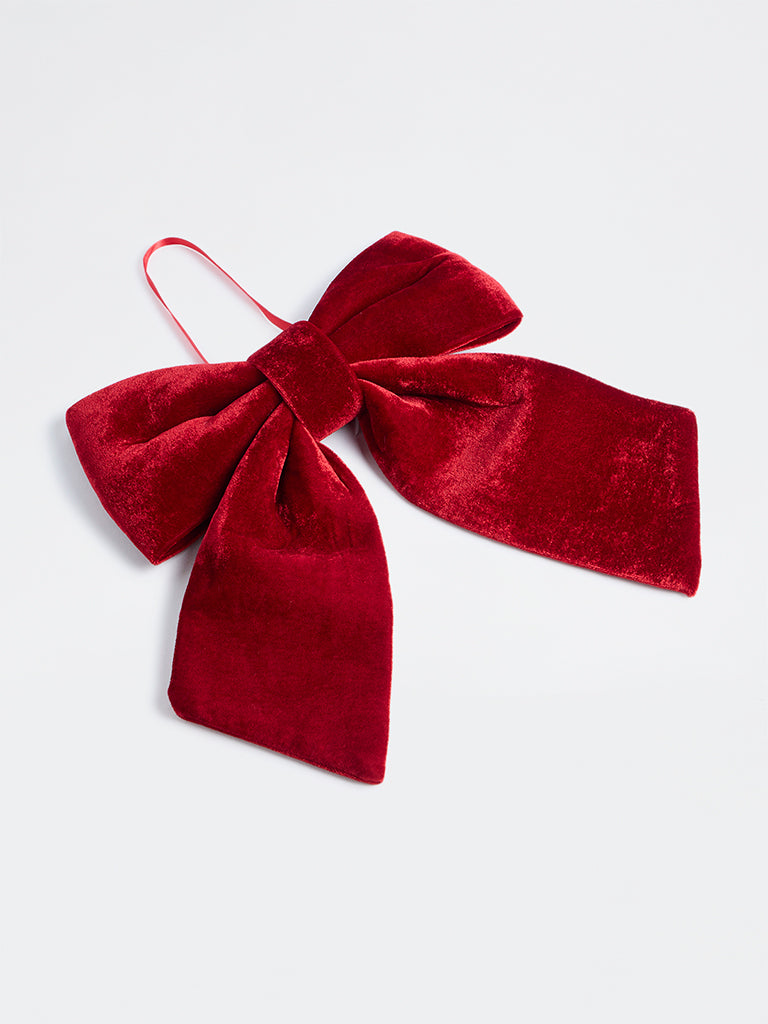 Westside Home Red Velvet Bow Xmas Ornament